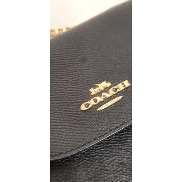 NEW Coach Signature BLACK LEATHER North South Phone Crossbody NWT MSRP-$195
